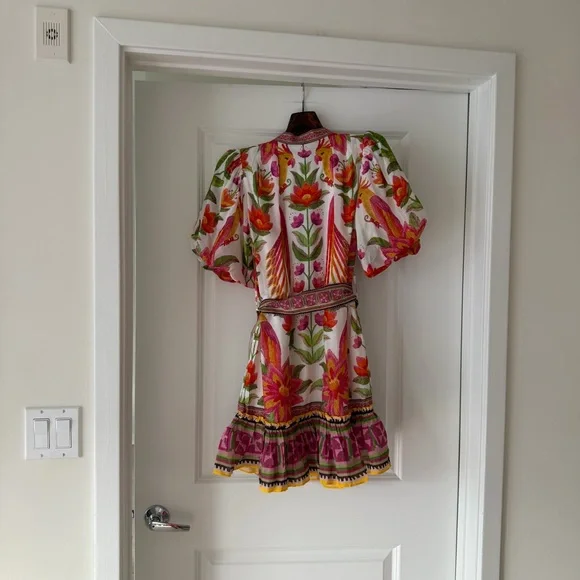 Farm Rio Printed belted cotton-blend mini dress - Picture 9 of 9